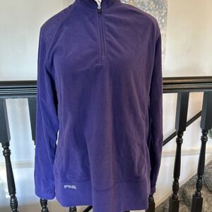 PING Golf Women's Dark Purple 1/4‎ Zip Fleece Pullover Sweatshirt Jacket Size L